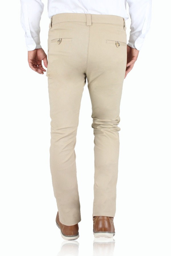 Pantalón Color Caki Estilo Chino De Algodón Para Caballero